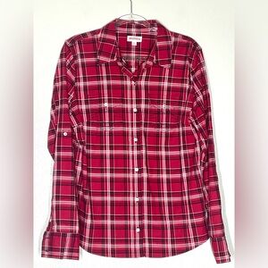 True Religion The Patched Shirt in  Red, black and white Logo long sleeve Sz XL